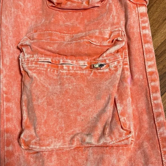 High Rise Orange Acid Wash Cargo Baggy jeans size 11 - Picture 7 of 11